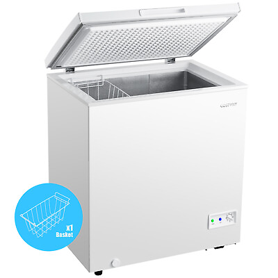 #ad 5 Cubic Feet Chest Freezer w 7 Grade Adjustable Temperature for Kitchen White $354.99
