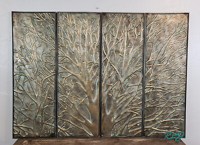 #ad Rustic Nature Tree Set 4 Distressed Metal Embossed Wall Art Sculpture Home Decor $139.95