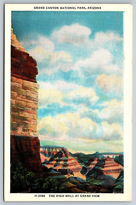 #ad Arizona Grand Canyon High Wall at Grand View Fred Harvey Postcard $6.45