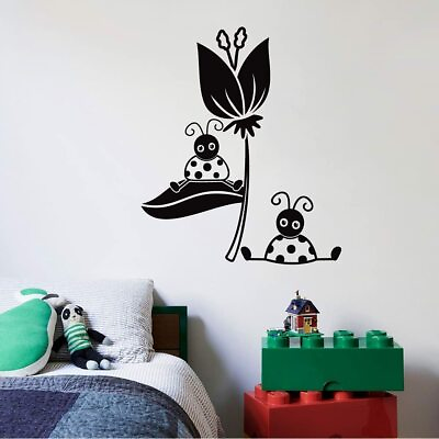 #ad Flower Ladybug Lady Bug Insect Animal Wall Art Stickers for Kids Home Room Decal $21.50