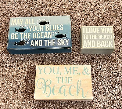 #ad Wooden Beach Signs Lot Of 3 $15.00