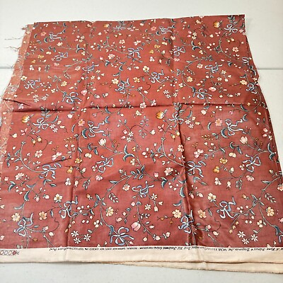 #ad vintage house n home fabric red floral blend retro mcm 50x50 1.3 yards $15.00