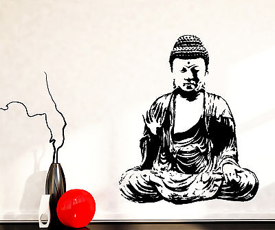 #ad Wall Vinyl Decal Sitting Buddha Buddhism Monk Religion Decor z4641 $68.99