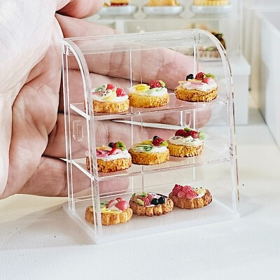 #ad Realistic Miniature Food Cake Bakery Cabinet Shelf Dollhouse Kitchen Decor Set $57.59