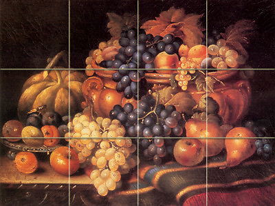 #ad Kitchen Art Mural Ceramic Grape Apple Decor Tile #42 $157.50