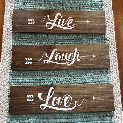 #ad #ad Decoritive Wall Plaques set of 3 Live Laugh Love. Rustic Farmhouse look $5.00