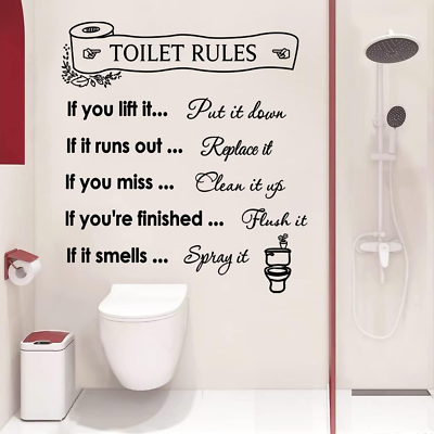 #ad Vinyl Wall Decal Home Stickers Toilet Rules Wall Quotes Design Bathroom Rules Wa $9.57
