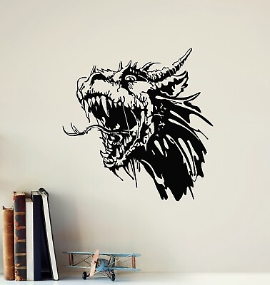 #ad Vinyl Wall Decal Angry Dragon Head Fairy Myth Beast Decor Stickers Mural g6150 $29.99