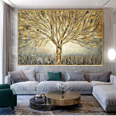 #ad Abstract Gold Tree Wall Art Posters Prints Landscape Canvas Painting Canvas Art $16.01