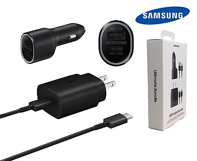 #ad #ad Samsung Ultimate Bundle W 25w Super Fast Wall Charger 40w Dual Port Car Charger $14.95