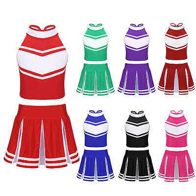 #ad #ad Kids Girls Cheerleading Costume Halloween Cosplay School Cheer Girls Uniforms $19.31