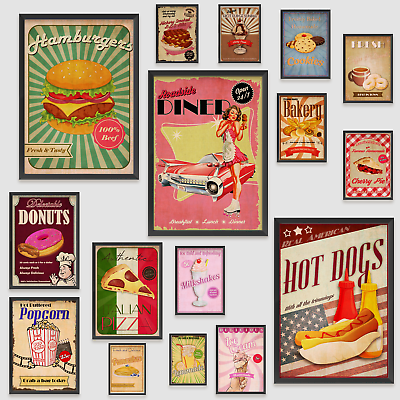 #ad retro vintage food drink wall art kitchen poster print Home Cafe canvas A3 A4 GBP 12.99