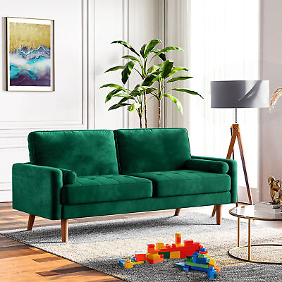 #ad 3 Seater Velvet Sofa Modern Small Loveseat Velvet for Bedroom Living Room Studio $223.06