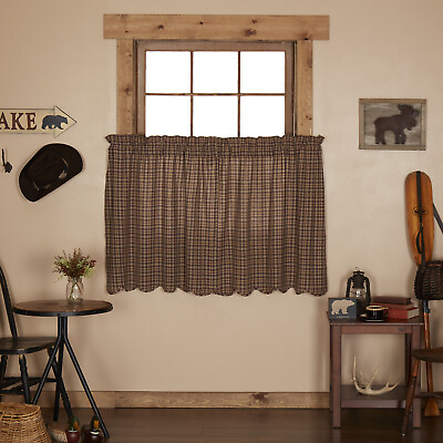 #ad Rustic 36quot;x36quot; Tier Pair Brown Rod Pocket Kitchen Window Curtains VHC Brands $30.29