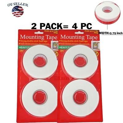 #ad 2 PACK HEAVY DUTY STRONG DOUBLE SIDED STICKY FOAM MOUNTING TAPE WALL MOUNT $7.95