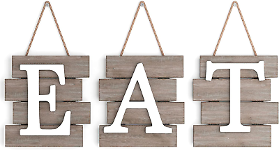 #ad Eat Sign Kitchen Signs Wall Decor Kitchen Decorations Wall Brown White $29.59