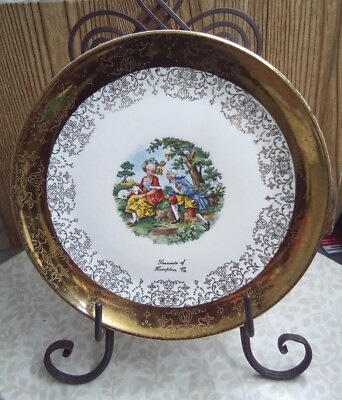 #ad Vintage Decor Plate Crest O Gold Warranted 22 K Made USA Collection $20.00