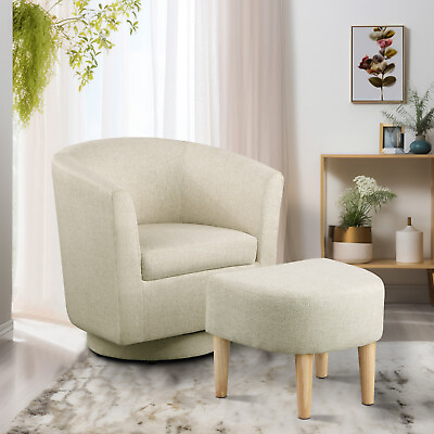 #ad Modern Accent Swivel Armchair Fabric Single Sofa w Ottoman Chair for Living Room $155.99