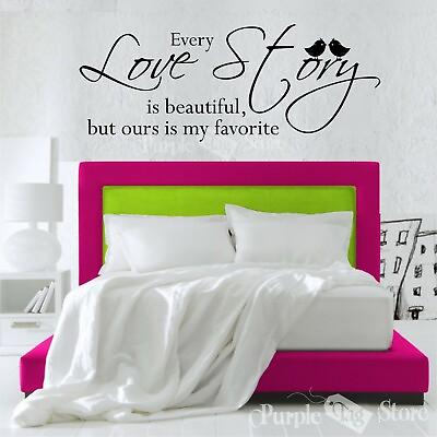 #ad Love Story Vinyl Art Home Wall Birds Bedroom Room Quote Decal Sticker Decoration $38.99