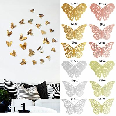 #ad 12 Pcs 3D Butterfly Wall Stickers Decal Removable Mural Home Room Nursery Decor $5.29