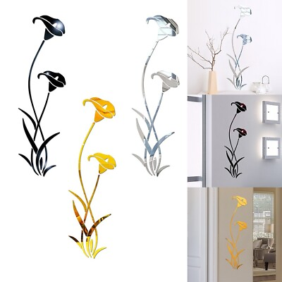 #ad Mirror Wall Sticker Home Mirror 3D Acrylic Home Light Weight Mural Decal $11.23