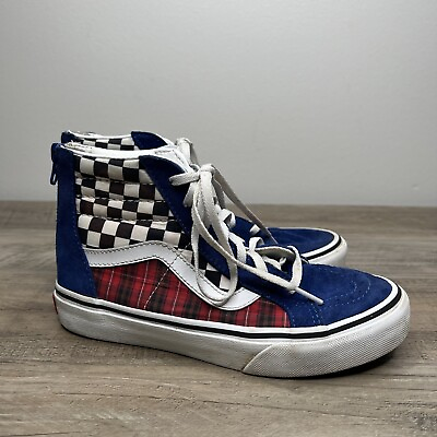 #ad VANS Off the Wall Kids Size 3.5 Checkerboard Plaid Skateboard High Top Sneakers $22.95