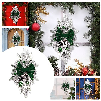 #ad Rustic Christmas Home Decor Green And White Component With Double Pinecone $33.03