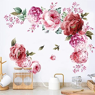 #ad Peony Flower Wall Stickers 3d Pink Flowers Wall Decals Peel And Stick Removable $16.52
