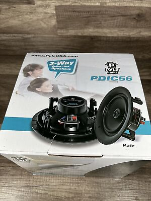 #ad Pyle PDIC56 PAIR of 5.25 In Wall In Ceiling 150W 2 Way Flush Mount Home speakers $21.47