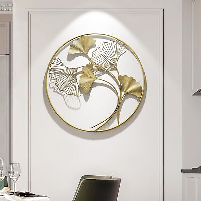 #ad Gold Large Round Metal Wall Decor for Living RoomModern Leaf Metal Wall Art... $129.29