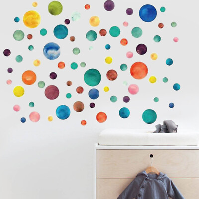 #ad 1PC Colorful Dots Circle Wall Stickers For Kids Rooms Home Decor Wall $11.99