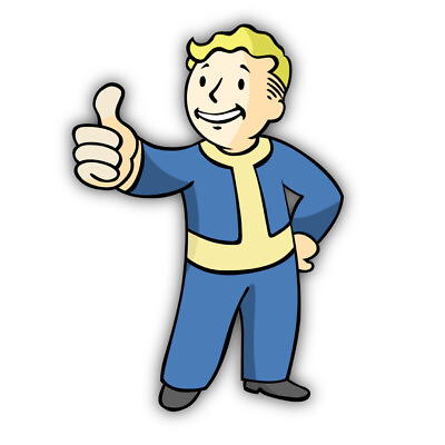 #ad Fallout: Vault Boy Thumbs Up Shaped Vinyl Decal Sticker $3.99