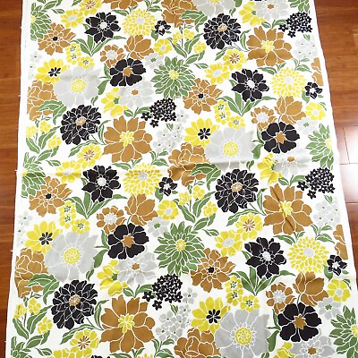 #ad Vintage Floral Home Decor Drapery Fabric Brown White 5 YD $67.50