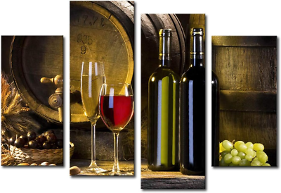 #ad Noah Art Wine Wall Art Kitchen Decor Vintage Fruit Grapes Wine Cups Bottle Barr $117.39