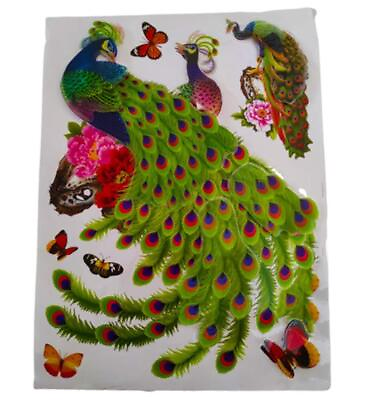 #ad Multicolor Peacock 7D Stickers For Wall Decoration $8.75