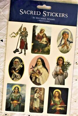 Catholic Stickers Large 2 3 inch Self Adhesive Girl and Boy Saints 6 Sheets $12.99