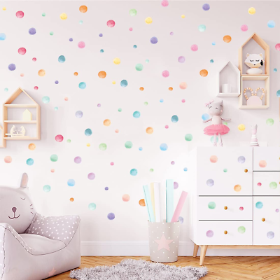 #ad 123 Pcs Pastel Polka Dots Wall Stickers Colorful round Wall Decal Peel and Sti $18.61