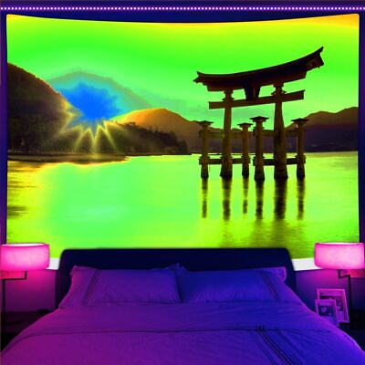 #ad #ad Japan Shrine Large Wall Art Blacklight Poster UV Reactive Tapestry Wall Hanging $14.99