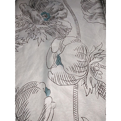 #ad Target Home AQUA SKETCH FLORAL Ivory Brown Fabric Shower Curtain $15.00