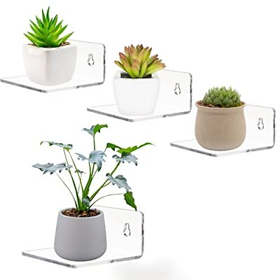 #ad 4 Pack Acrylic Small Shelf Floating Wall Storage Shelf for Figures Plant Photo $10.50