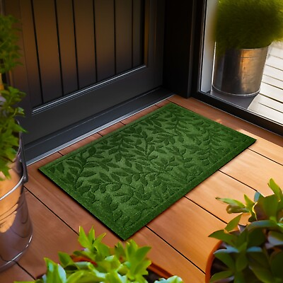 #ad #ad G128 Home Entrance Green Leaves Door Mat 17x29.5 In Welcome Mats $21.99