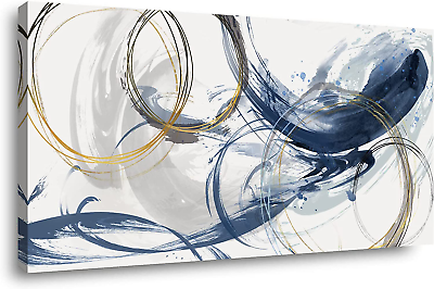 #ad Canvas Wall Art Abstract Art Paintings Blue Fantasy Colorful Graffiti on White B $98.75