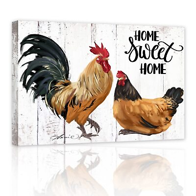 #ad #ad Rooster Kitchen Decor Chicken Canvas Wall Art for Kitchen Dinning Room Vintage F $22.52