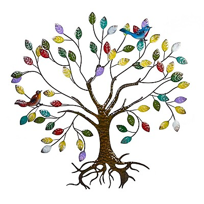#ad Metal Wall Art for Living Room Home Decor Colorful Leaves Wall Sculpture Tree... $84.99
