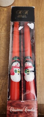 #ad Vtg Christmas Taper Candles Red Snowmen 12quot; Kmart Home For The Holidays NEW $12.00