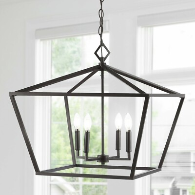 #ad JONATHAN Y 23quot; Rustic Glam Adjustable Iron LED Pendant Oil Rubbed Bronze $215.42