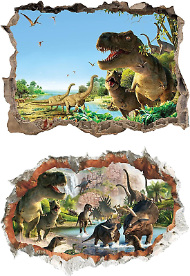 #ad Dinosaur Wall Stickers 3D Watercolour Window Ceiling Decals... $12.83