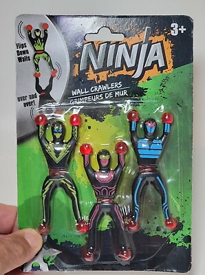 NINJA WALL CRAWLERS FLIPS DOWN WALLS OVER amp; OVER PACK OF 3 NEW IN PACKAGE $4.00