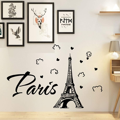 #ad Wall Decal Stickers Large Black Paris Eiffel Tower Wall Decals Removable Peel... $24.99