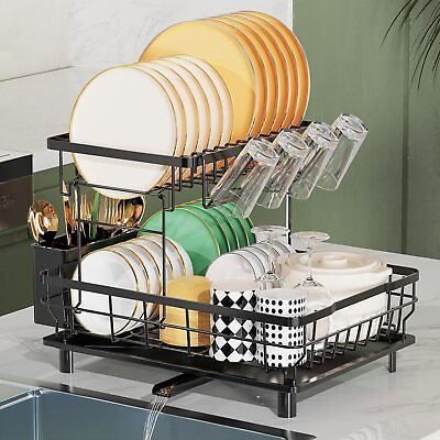 #ad 2 Tier Over The Sink Dish Drying Rack Dish Rack Above Kitchen Shelf Dish Drainer $17.99
